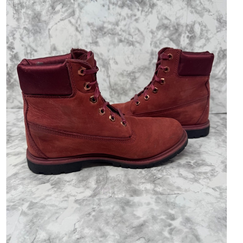 Timberland❤️ Premium 6" Waterproof‎ Boots Burgundy Maroon Nubuck Gorpcore boho - Picture 7 of 13